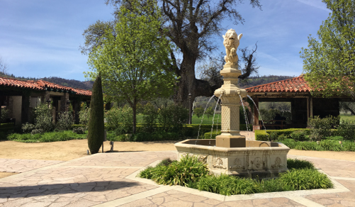 The fountain at Brassfield Winery